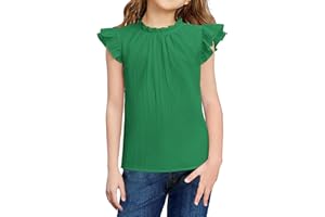 Arshiner Ragazze T-Shirt Estate Magliette Manica a Balze Collo a Balze A-Line Camicetta Bambini Camicia Elegante Larga Moda Tempo Libero Top Abbigliamento Bambini 5-12 Anni