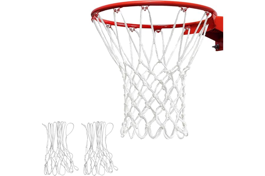 JXCTNNU Basketball Net Replacement - 2 Pieces White Basketball Nets with 12 Loops for Standard Indoor or Outdoor Hoops