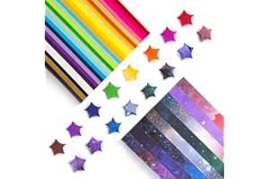 XWYDZ Origami Star Paper Strips, Origami Paper Strips, Paper Star Strips 1080 PCS Star Paper Lucky Star Decorative Folding Paper, Suitable for Arts and Crafts, DIY (27 Colors Mixed + Starry Sky Gradient)