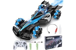 Coikes Ferngesteuertes Auto 2,4 GHz RC Drift Auto mit Licht, Musik und Spray 4WD Offroad Stunt Car mit 2 Wiederaufladbaren Batterien Spielzeug Geschenke ab 8 9 10 11 12 13+ Jahre Kinder