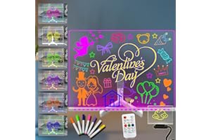 Yan-tech Tableau de Planification réutilisable avec veilleuse LED Lumineuse Transparente 15,7 x 11,81 Pouces Tableau effaçable à Sec Produits Scolaires de Bureau Télécommande de Bureau 7 Couleurs