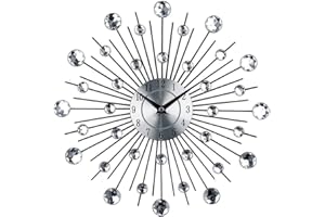 Timelike Orologio da Parete in Metallo, Stella di Cristallo Orologio da Parete con Brillantini Grande per Cucina Salotto Decorazione Casa (Round)