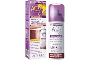 Dietalinea® Biokeratin Ritocco Ricrescita Capelli | Spray Colore per Capelli MOGANO | Copertura Temporanea dei Capelli Bianchi | Non Macchia | 75ml
