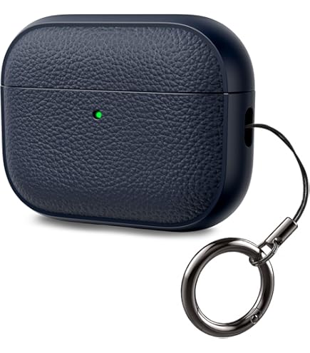 ACRONIX Compatibel met Airpods Pro 3 hoesje (2025), TPU leder-touch schokbestendige beschermhoes voor Airpods Pro 3e generatie, met sleutelkoord voorkant LED zichtbaar, diepblauw