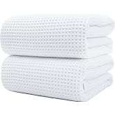 Polyte - Microfiber Bath Towel - Lint Free &amp; Quick Drying - Waffle | 2-Pack, Oversized, Lint-Free, Quick-Drying, 85% Polyeste
