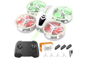 Aolawco Mini Drone for Kids with LED Lights, Mini Drone for Kids, Kids Drone with Altitude Hold, 3D Flip, Headless Mode and 3 Speeds, Kids Toys Gift for Christmas & Birthday Gifts for Children (White）