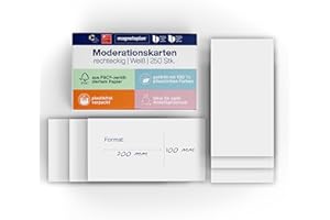 ‎MAGNETOPLAN magnetoplan Moderationskarten, rechteckig | BxH 200x100 mm | 250 Stück | Kommunikationskarten in weiß | Für Meetings und Präsentationen | FSC-zertifiziert und kunststofffrei verpackt