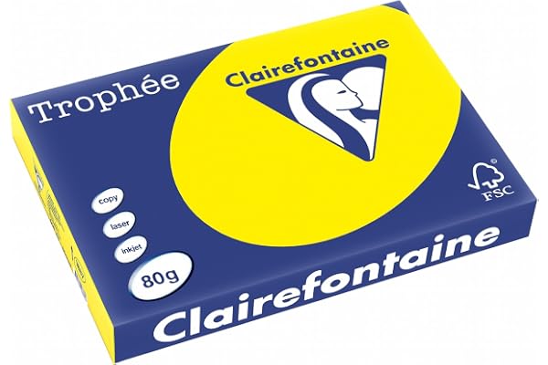 Clairefontaine Trophee Ramette de 500 feuilles papier couleur 80 g A3 Jaune soleil