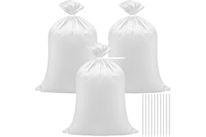 CEBOIC 20 Pieces Heavy Duty Reusable Sand Bags, Braided Gardening Bags, Gravel Sacks Anti-Flood Sand Bags for Packing Garden Sand Rubble (White)