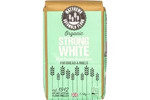MATTHEWS COTSWOLD FLOUR Matthews Cotswold Organic Strong White Flour | Baker's Grade High Protein Bread Flour | Specialty | Artisanal | Milled In Britain | 1.5kg Bag (Pack Of 5)