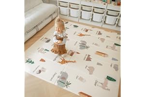 Youuys Baby Spielmatte 196x177x1cm, Krabbelmatte Baby Faltbarer, Doppelseiten Babymatte, Baby Krabbeldecke, Yogamatte, Spielteppich Groß XPE Rutschfest Material, für Innen & Outdoor