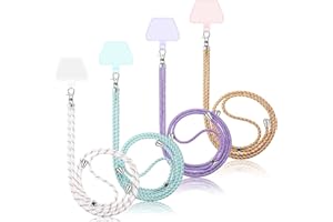 WEEWOODAY 4 Stück Universal-Handy-Tragebänder mit verstellbarem, abnehmbarem Nylon-Umhängeband und 4 Stück schwarzen und transparenten Pads für die meisten Smartphones