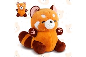 FENYW Panda Rosso Peluche, 35 cm Panda Rosso Giocattolo, Morbido Panda Rosso di Pezza, Peluche Panda Rosso, Red Panda Plush Bambola Cuscino, Panda Rosso Pupazzo per Bambine Bambini Neonati