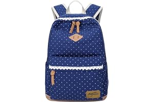 MYGREEN Fashion Mädchen Schulrucksack Damen Canvas Rucksack Teenager Baumwollstoff Schultasche Outdoor Freizeit Daypacks mit Schicker Lace 41x32x14cm/16.5x13x5.5 Zoll (blau)