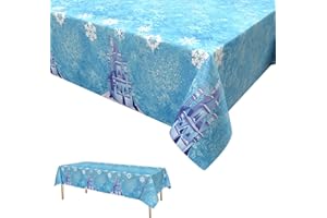 Dagelar Frozen Tablecloth, Blue Snowflake Plastic Rectangle Table Cover for Girls Birthday, Baby Shower, Winter Themed Party Decorations, 137 * 274cm