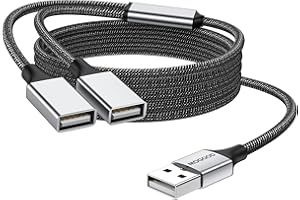 MOGOOD Kabel rozdzielający USB Y adapter Dual USB 2.0 kapsel sieciowy rozszerzenie do ładowania/transmisji danych Dual Double USB Port Extender Hub Extra Multiport Data Split Adapter do