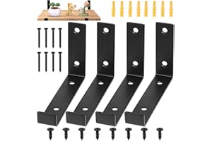 SIGULIKEJI 4 Pcs Scaffold Board Shelf Brackets Heavy Duty Shelf Brackets for Shelving Bracket, Black Industrial Rustic Metal Wall Brackets with Lips for Scaffold Boards(142 mm/5.6 inch)