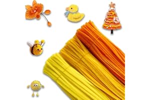 WWYSSZ 300 Pièces Cure Pipe Chenille Jaune, 30 cm Tiges de Fils Chenilles Loisirs Creatifs, 3 Jaunes Différents, Orange Pipe Cleaners Flower, pour Décorations et Artisanat Créatif Creatifs DIY