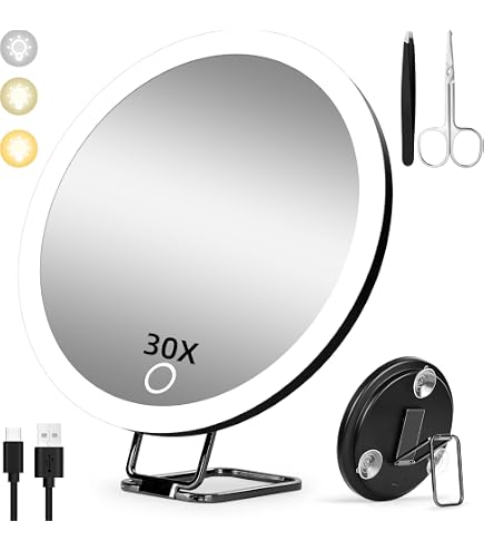 Miroir Grossissant 40x Avec Ventouse Et Pince à épiler - Pour Maquillage Précis, épilation Sourcils, Soins Peau