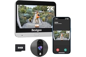 Bextgoo 2K HD Mirilla Digital Puerta WiFi con Tarjeta 64GB, Videoportero WiFi con 4.3'' Cámara Video Timbre Inalámbrico Monitor, Batería 8000mAh, 170° Visión, Detección Movimiento IA, Visión Nocturna