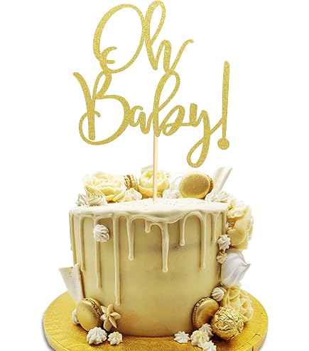 'Oh Baby' Kuchendekoration Aus Glitzer-Karton – Roségoldener Tortenaufsatz Für Babyparty & Geburtstag