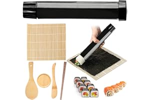 Seasboes 6 Stück Sushi Maker, Sushi Set zum Selber Machen, Sushis Maker Kit Tragbarer, DIY Sushiset zum Selber Machen mit Sushiset Roller Maker und Bambus Rolling Matte für Party, Picknick Anfänger