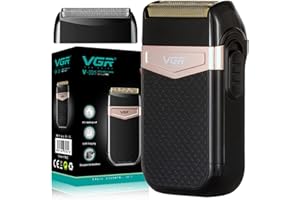 VGR 331 Afeitadora de Láminas Dobles para Hombres, Máquina de Afeitar Eléctrica Portátil para Viaje, Recortadora de Barba y Rostro para Hombres, Carga USB y Larga Duración de Batería