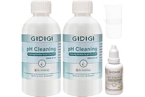 GIDIGI pH Cleaning Solution 250ml*2 and pH Electrode Storage Solution 30ml* 1 Conductivity Probe cleanning, Electrode Cleaner Suitable for All Kinds pH Meter, EC Meter, TDS Meter, Salt Meter