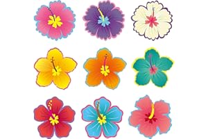BeYumi 45 Pcs Summer Luau Hibiscus Flower Cutouts Bulletin Board Decorations Set Creative Wall Decals Art Décor for Classroom School Spring Summer Tropical Hawaiian Themed Birthday Party Baby Shower