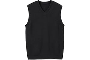 ZHILI Maglia a Maglia Senza Maniche del Collo a V degli Uomini Tinta Unita