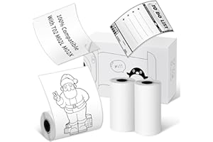 LABELCENTER Compatibile con M02L/T02/M02X Stampante Etichette Adesive, 3 rotoli di carta adesiva per stampante termica, 50mm x 3,5m, diametro 30mm, 3 rotoli, bianco.