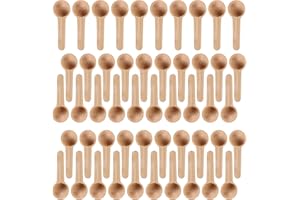 CRESBEL 50 Petite Cuillère en Bois - Mini Cuillère de Faites Main Ronde en Bois, Pour Miel, Café, Cuisine, Thé, Sucre, Sel, Confiture, Moutarde, Cuillères en Bois Polyvalente Pour la Cuisine et la Pharmacie