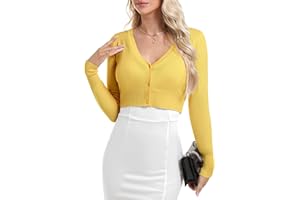 Irevial Cardigan Mujer Corto, Chaqueta Punto Frontal Abierto, Jersey de Punto Elástico, Chaqueta de Punto Mujer Ligero con Cuello de Pico para Primavera Otoño, Básico y Elegante