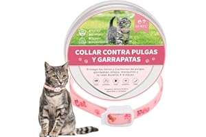DEWEL Collar Antiparasitarios Perros, Collar contra Pulgas, Garrapatas y Mosquitos, Collar Antipulgas para Perros y Gatos 6-8 Meses, Collar para Perros y Gatos (Rosa, S)