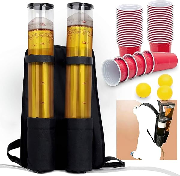 Der Kulthit - Duo Bierrucksack Doppel Bier Rucksack Getränkerucksack 2 x 3 Liter Kapazität (Bierrucksack 6 Liter + 50 Cups) - 1