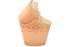 KOSTOO Lot de 50 caissettes à cupcakes en papier découpé au laser pour décoration de fête de mariage, d'anniversaire (platine)