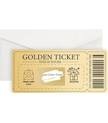 thumbnail image 2 of 6 Pieces Golden Ticket Surprise Scratch-off Cards With Envelopes, Scratch & Reveal Surprise Ticket For Birthday, Gifts For Girlfriends,Wives,Valentine's Day Cards, Birthday Card Concert Wedding Invita 2 of 9