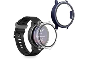 kwmobile Etui kompatybilne z Garmin vivoactive 5 / Active 5 Case - 2X obudowa ze szkła hartowanego do trackera fitness - przezroczysta-ciemnoniebieski