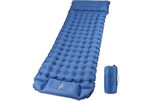 OBSGUMU Isomatte Selbstaufblasend, 10cm Verdickte Ultraleicht Camping Matratze, Faltbare Isomatte Outdoor, Rreißfeste Aufblasbare Luftmatratze für Wandern(Navy Blau)