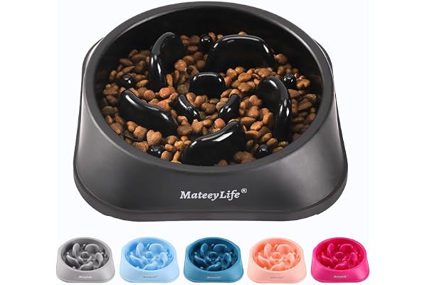 MateeyLife Gamelle Anti Glouton pour Chien - Bol Puzzle Gamelle Anti Glouton Chien Moyen Antidérapant Interactif pour Ralentir l'Alimentation(Noir 20 cm)
