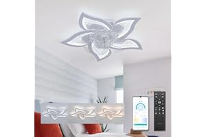 YCWDCZ Lampe mit Ventilator Leise mit Fernbedienung APP Moderne Blume Deckenventilator mit Beleuchtung Led Sommer Winter Betrieb 6 Geschwindigkeiten mit Timer Smart Deckenlampe mit Ventilator DC, Weiß