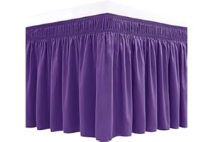 Biscaynebay Bettröcke zum Umwickeln für Queen-Betten, 38,1 cm Länge, lila, verstellbar, elastisch, Staubrüschen, einfache Passform, knitter- und lichtbeständig, seidig, luxuriöser Stoff,