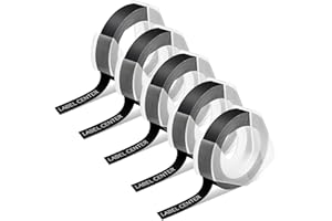 LABELCENTER Cintas de etiquetas 3D - Compatible con Dymo Embossing Tape, Cinta de Etiquetas 3D para Omega Home Junior Organizer Xpress Pro Office-Mate II Motex E-101 E-303 Embosser