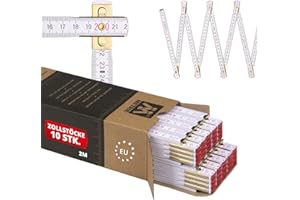 Metrie PERFEKT 10 Zollstock/Zollstöcke - Gliedermaßstab | Maßstab - 2m - Weiß - Duplex Teilung, Hergestellt in der EU - 10 stück