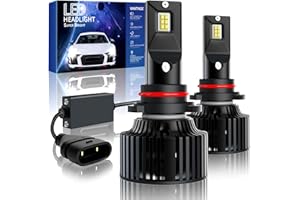 IKERY Ultra 9005/HB3 Car LED Headlight Bulbs, 20000LM 6500K IP67 White- High Beam Car Headlight Conversion Kit SMD Chip Bulb 12V/24V 50 W Mini Size Plug and Play with Cooling Fan - Set of 2