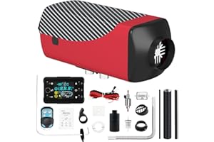 Likaci Diesel Heizung Öltank frei 5KW-8KW 12V/24V Diesel Luft Auto Parkplatz Heizung Tragbar mit aufgerüsteter LCD Schalter Anzeige und Fernbedienung, ROT Ohne Kraftstofftank