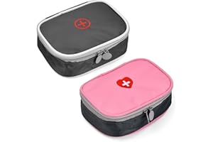 HANUNALIR 2 Packs Travel Mini First Aid Pouch, Portable Mini First Aid Kit Storage Bag Medicine Bag Small, for Camping Hiking Travel Home Car Office