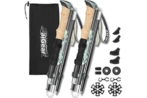 aiGear Bastoncini Trekking | 2 Pezzi | Ultraleggero Pieghevoli Bastoni Tekking | Bastone Telescopico in 7075 Alluminio | per Escursioni Montagna | 105-125cm