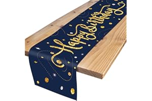 FOSDALING Tischläufer Geburtstag, Bunt Happy Birthday Tischdecke, Geeignet für die Kinder Geburtstags Party Deko von Mädchen und Jungen (Blau)