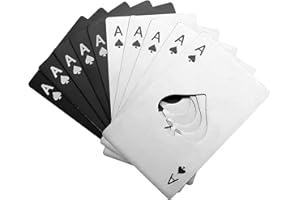 XIANGJUNLY 10 Pezzi Set Apribottiglie Multifunzione: Portafoglio, Piatto Birra in Acciaio Inox e Design Asso di Picche con Carte da Poker - Finiture Argento/Nero